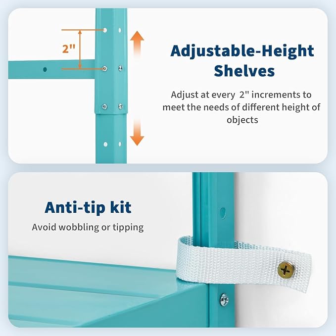 Storage Shelves, Heavy Duty 5-Tier Shelf Organizer & Adjustable Garage Shelving - Image 7