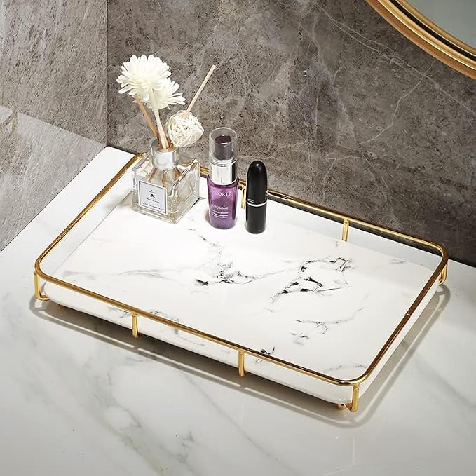 Vanity Tray Makeup Organizer Cosmetics Storage Bathroom Skincare Organizer - Image 8
