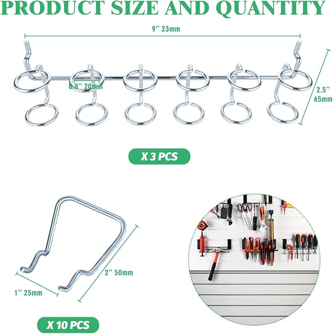 13Pcs Pegboard Screwdriver Pliers Holders Set Contains Double Loop Shelving - Image 2