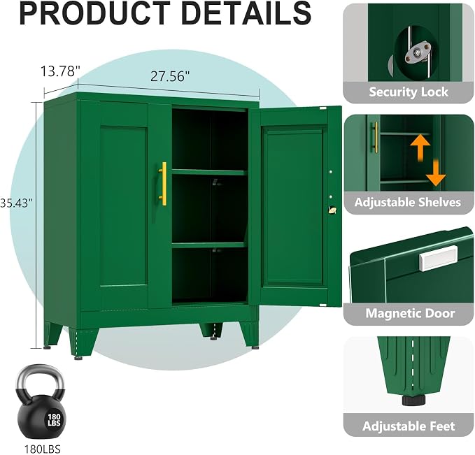 pozdeg 35.43" Metal Storage Cabinet - Image 3