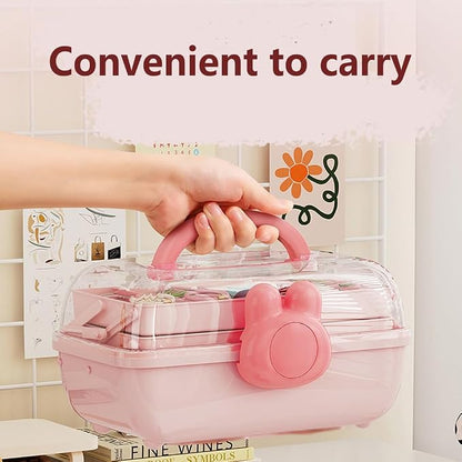 Cute Hair Accessories Organizer 3-Layers Kids Jewelry Storage Box Plastic Hair - Image 4