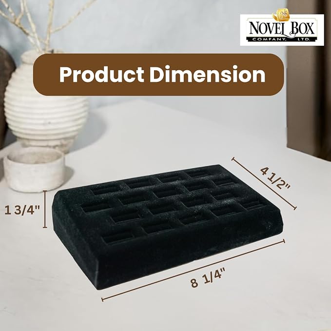 Novel Box 18-Slot Black Velvet Rings/Earrings/Cufflinks Holder Tray - Image 2