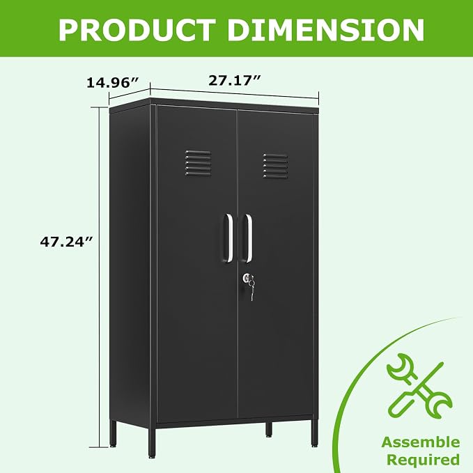 PAOFIN 47" Metal Storage Locker, Lockable Employees Metal Locker - Image 3