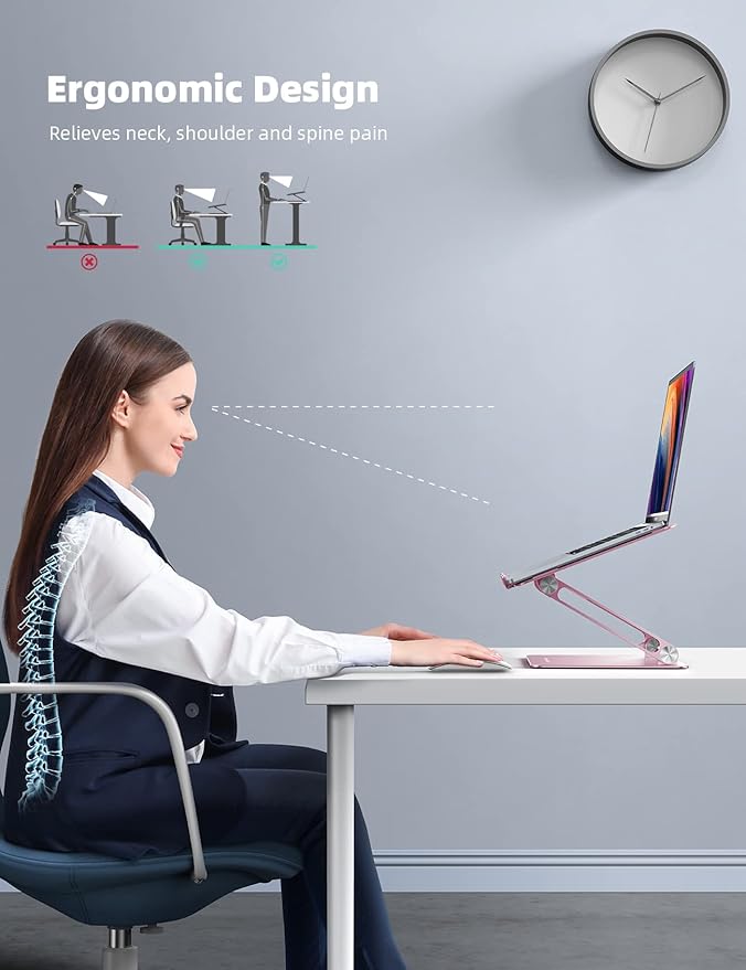 Lamicall Adjustable Laptop Stand, Portable Laptop Riser, Aluminum Laptop Stand - Image 2