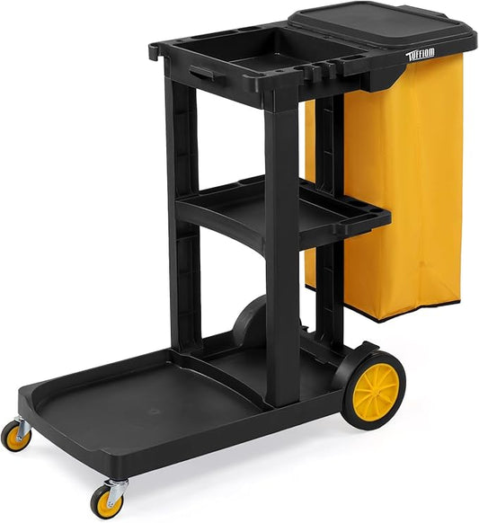 TUFFIOM Commercial Traditional Cleaning 3-Shelf Janitorial Cart, 500 Lbs by TUFFIOM
