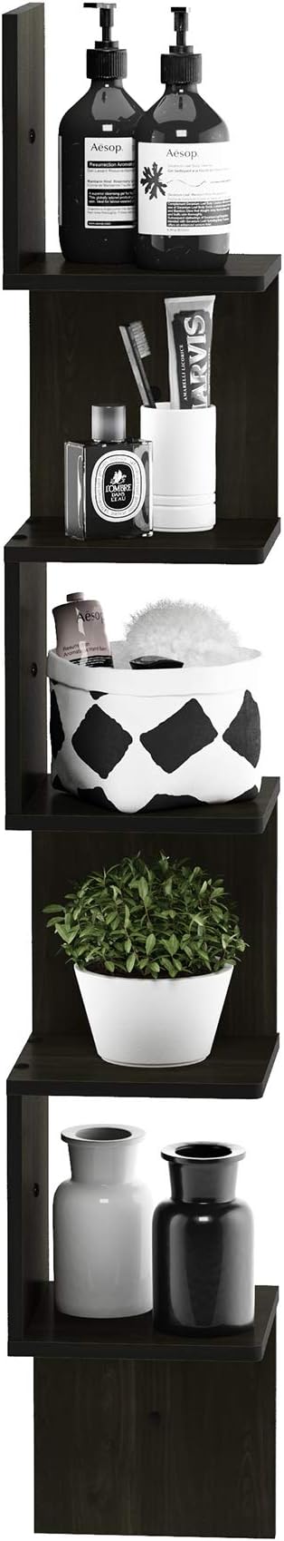 Furinno Rossi Wall Mount Floating Corner Shelf, 5-Tier Square - Image 4