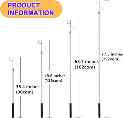 Clothes Hook Pole, 29-71" Adjustable Extension Clothing Hook Pole | Closet Hook - Image 5