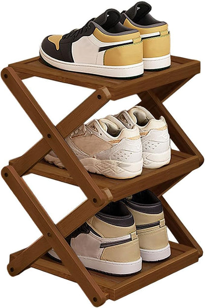 YYW Flat Bamboo Shoe Rack for Entryway, Installation-Free and Folding Vertical by YYW