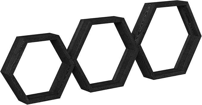 CADUKE Hexagon Floating Shelves Set of 3, Wooden Honeycomb Shelves - Image 9