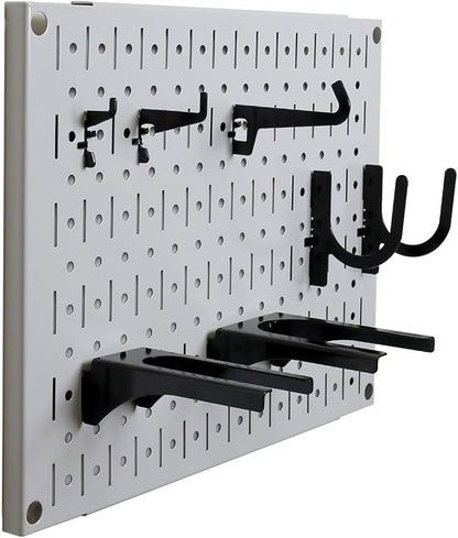 Wall Control Pegboard Wall Organizer Tiles Modular Grey Metal Pegboard Tiling - Image 9