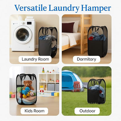 2-in-1 XL Hanging Laundry Hamper Bag 36x22in + Pop Up Mesh Laundry Basket | - Image 8