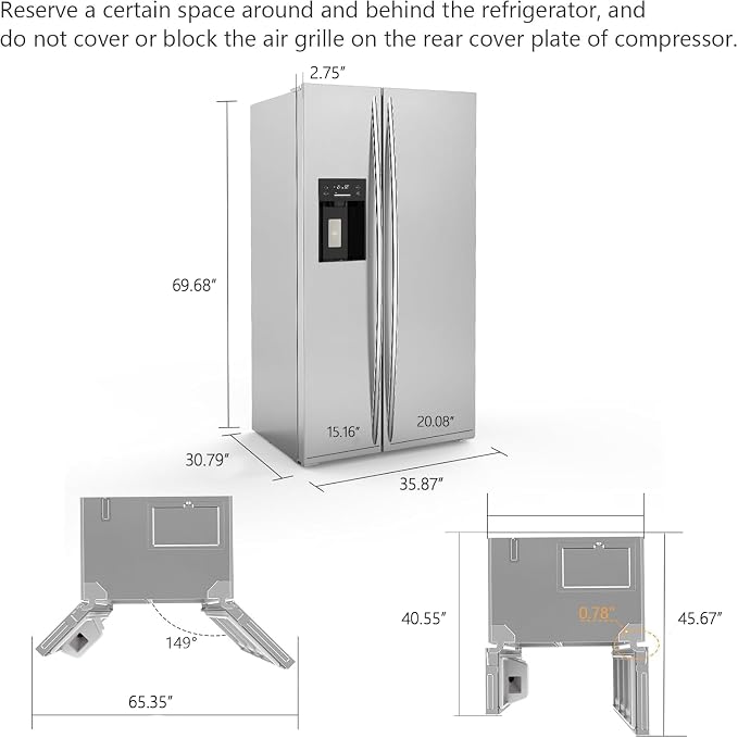 20 Cu.ft. Large Refrigerator Fridge, 2 French Door Stainless Steel - Image 3