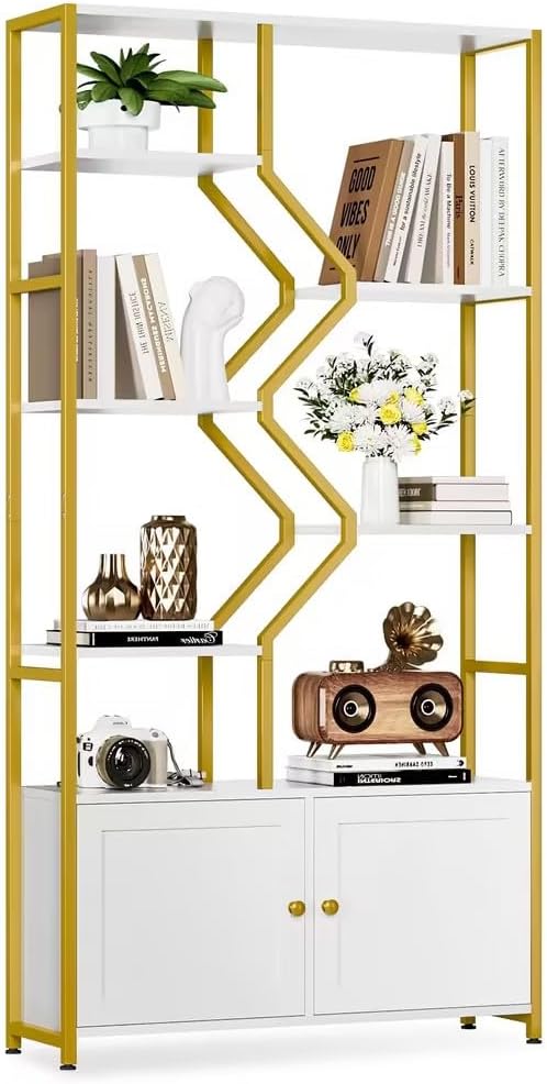 Keyluv 76" Tall Gold Bookshelf - Image 7