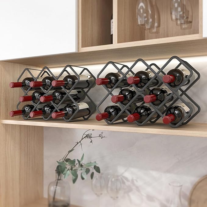 Metal Wine Rack – Matte Black Carbon Steel, 10-Bottle Countertop & Hangable - Image 9