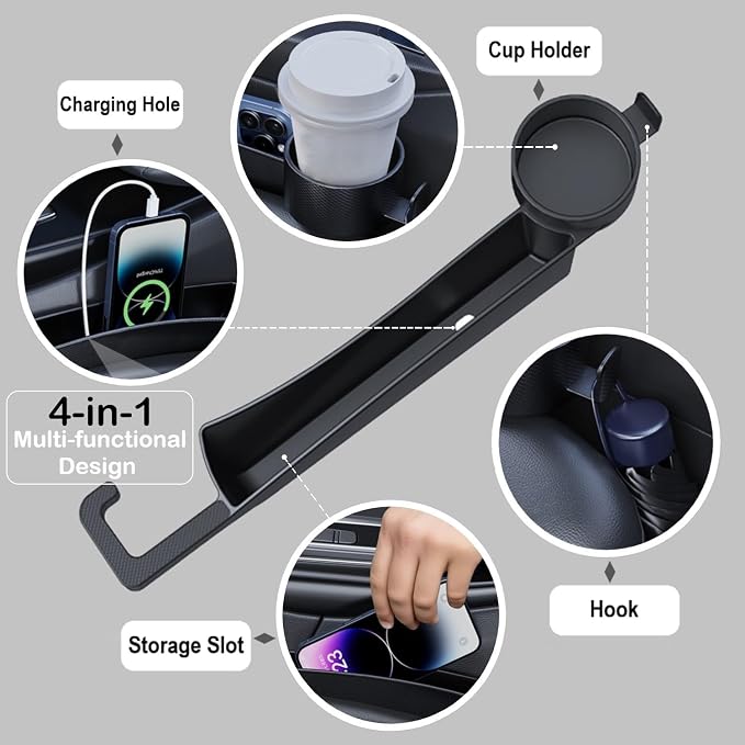Car Seat Gap Plug with Storage Slot, Auto Gap Filler Organizer with Cup Holder - Image 2