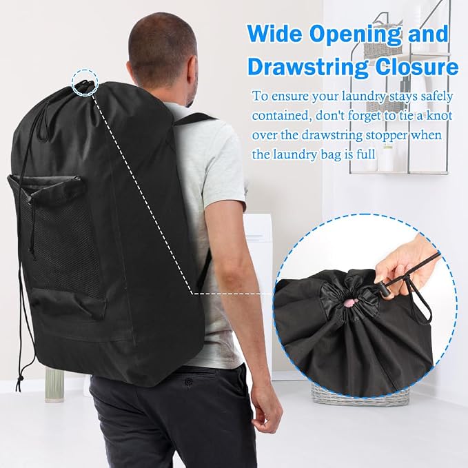 Tenn Well Laundry Bag Backpack, Heavy Duty Large Laundry Bag - Image 3