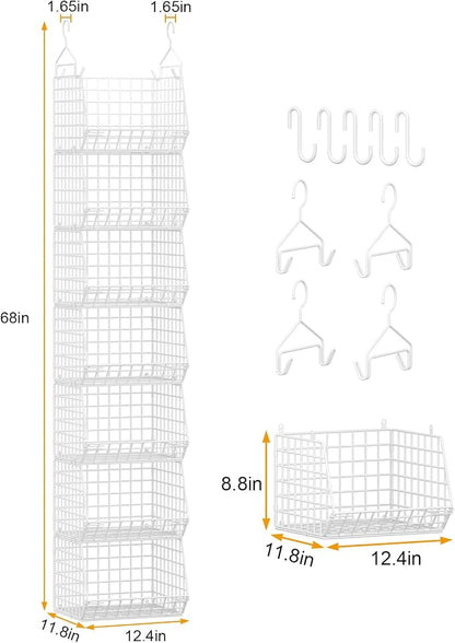 7 Tier Hanging Closet Organizer and Storage, Foldable Wire Closet Shelving - Image 3