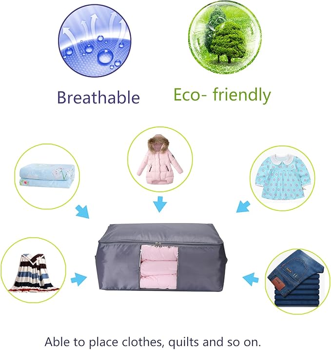 Comforter Storage Bags Pack of 2, Pillow Beddings/Blanket Clothes Organizer - Image 4