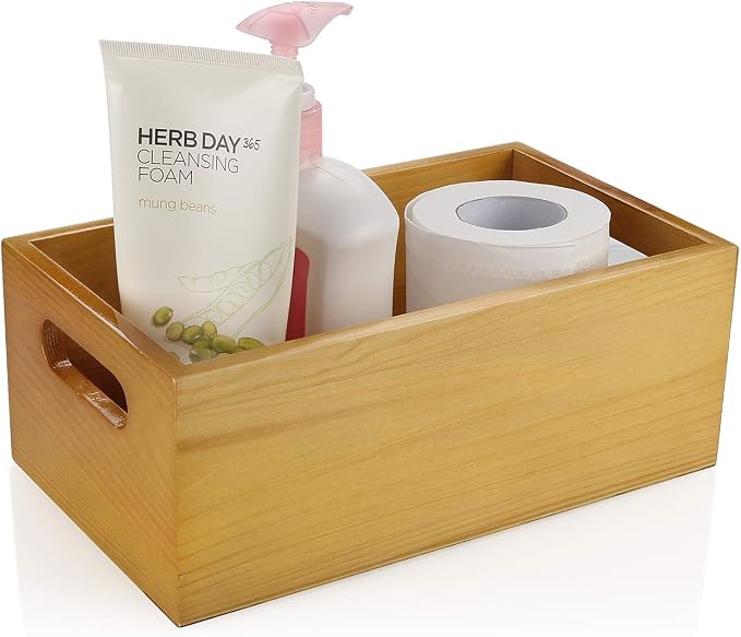 A Selected Pine Wood Organizer Open Box 4 Packs, 6x10 Wooden Storage Container - Image 5