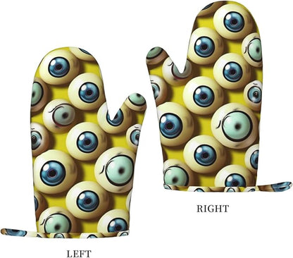 Eye Balls Print Oven Mitts Set of 2, Heat Resistant Silicone Oven Mittens Gloves - Image 2