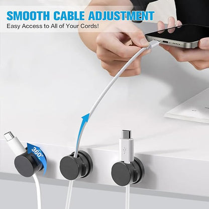 6PC Cord Organizer Holder, 360° Rotatable Spring Cable Clips, Strong Adhesive - Image 7