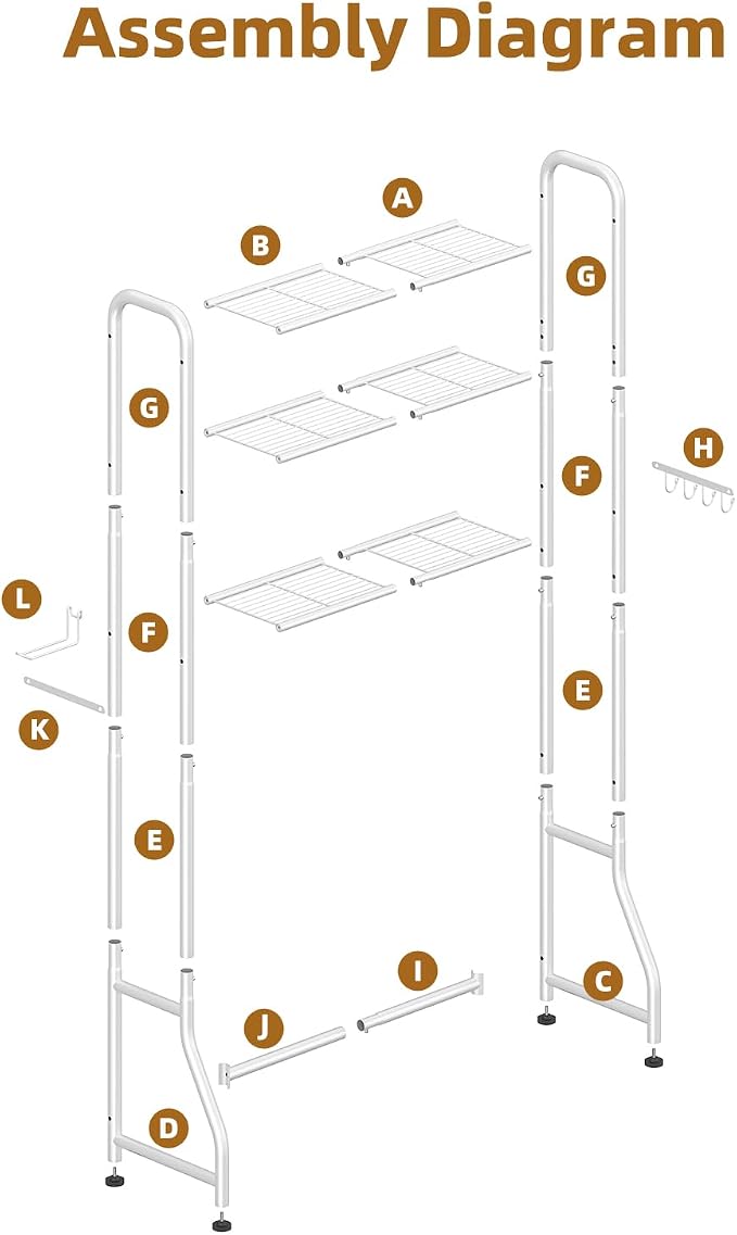 Simple Trending Over The Toilet Storage Rack, Metal 3 Tier Bathroom Organizer - Image 8