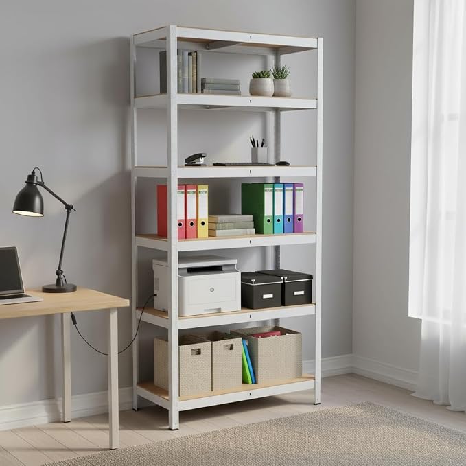 Weallux 5-Tier Metal Storage Shelf, 29.5 x 12 x 59 Inches, Adjustable Heavy - Image 6