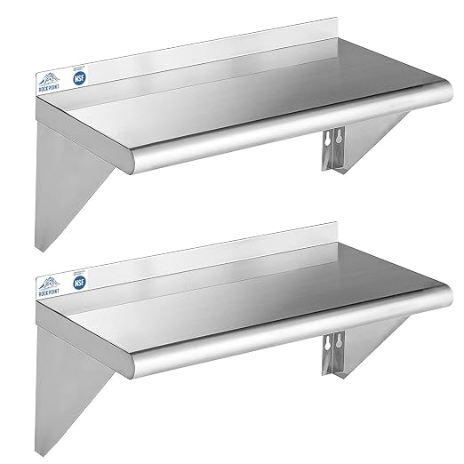 ROCKPOINT Stainless Steel Shelf 12 x 24 Inches 250lb, 2 Pack NSF Metal by ROCKPOINT