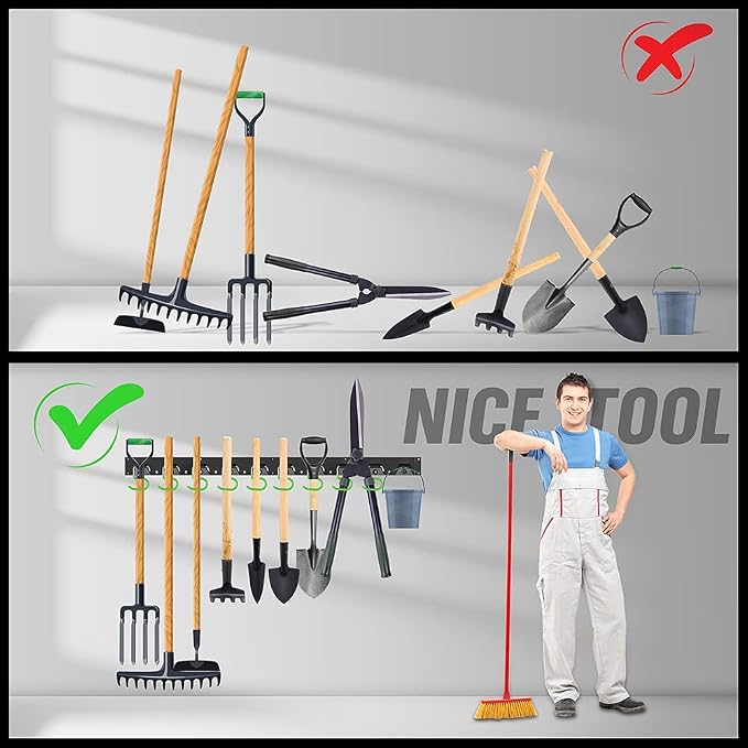 SWANLAKE Plastic 64 Inch Adjustable Storage System, Wall Mounted Hooks Tool - Image 6