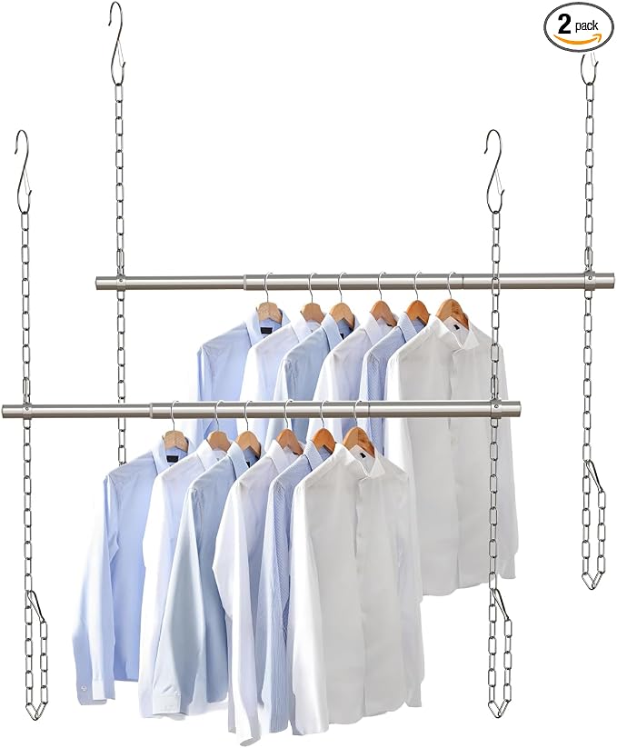 Hanging Closet Rod, Adjustable Width and Height Closet Rods Extender, 17-40inch by FOTRIC