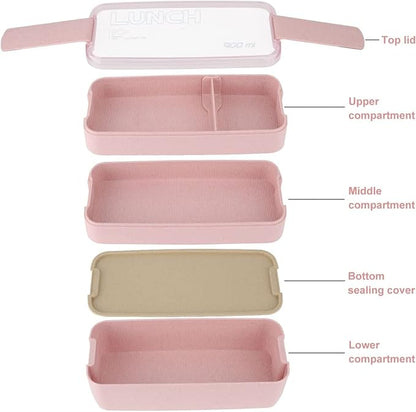 Rarapop 2 Pack Stackable Bento Box Japanese Lunch Box Kit - Image 2