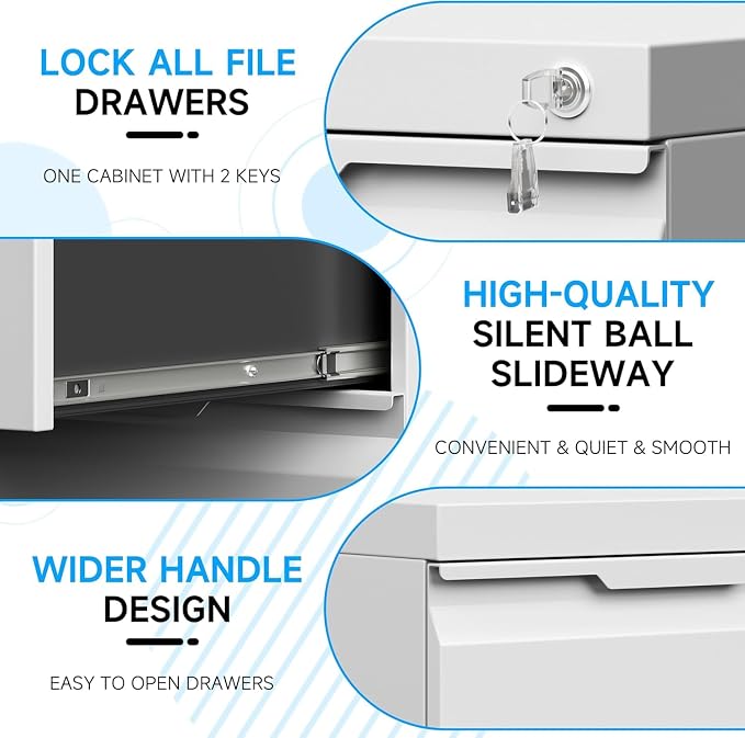 3 Drawer Mobile File Cabinet - Image 8