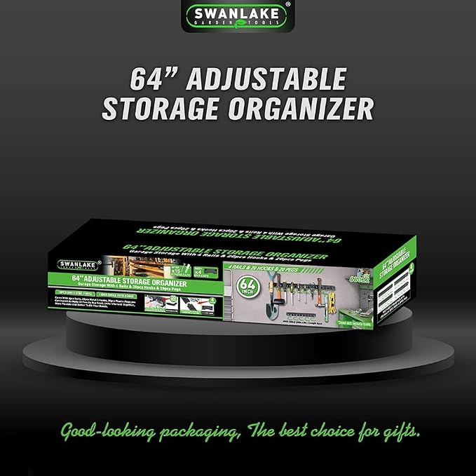 SWANLAKE Plastic 64 Inch Adjustable Storage System, Wall Mounted Hooks Tool - Image 7