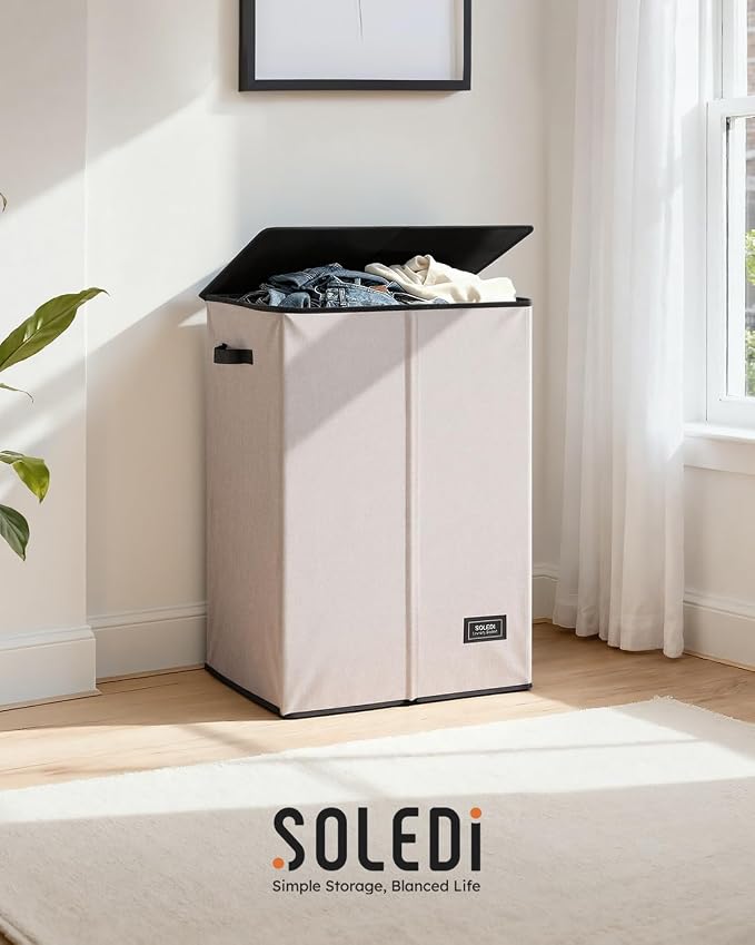 SOLEDI Laundry Hamper with Lid 130L Large & Tall Collapsible Laundry Basket - Image 8
