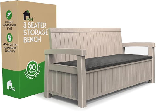 EconoHome 3 Seat Outdoor Storage Bench by EconoHome