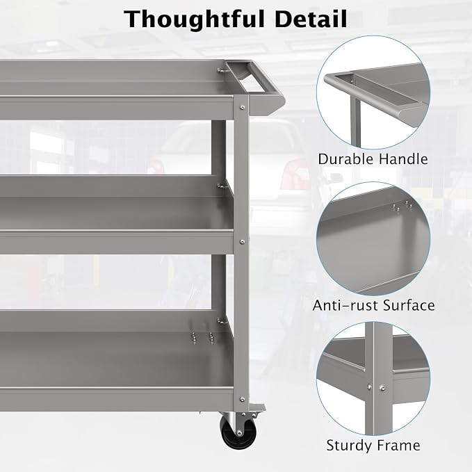Goplus 3-Layer Service Utility Cart, Heavy Duty Unity Cart - Image 4
