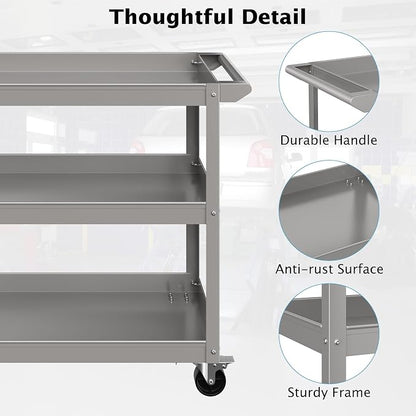 Goplus 3-Layer Service Utility Cart, Heavy Duty Unity Cart - Image 4