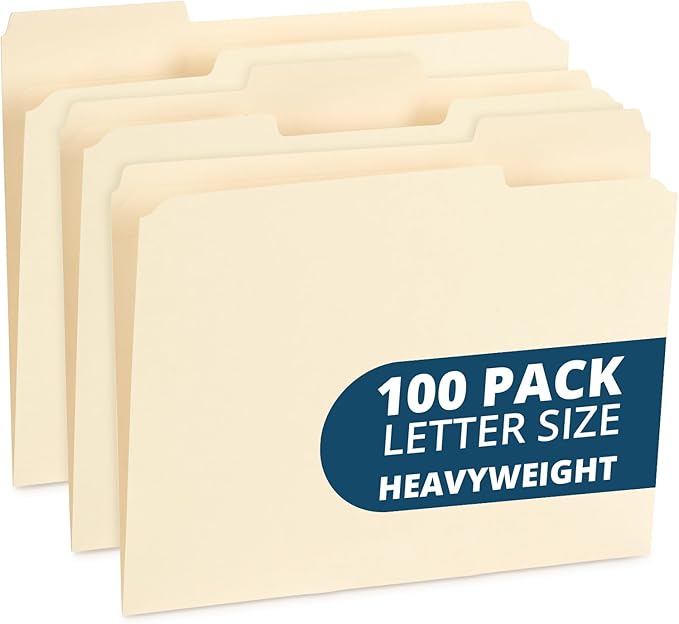 100 Blue Summit Supplies Heavy Duty File Folders Letter Size by BlueSummitSupplies