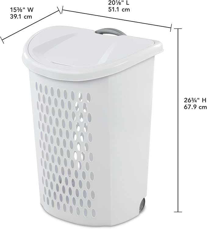 Portable Wheeled Plastic Laundry Basket, Space Saving Clothing Storage Bin - Image 2