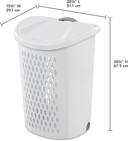 Portable Wheeled Plastic Laundry Basket, Space Saving Clothing Storage Bin - Image 2