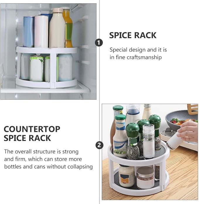 Garneck Rotating Spice Rack and Makeup Organizer Double Tier Kitchen Storage - Image 7