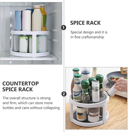 Garneck Rotating Spice Rack and Makeup Organizer Double Tier Kitchen Storage - Image 7