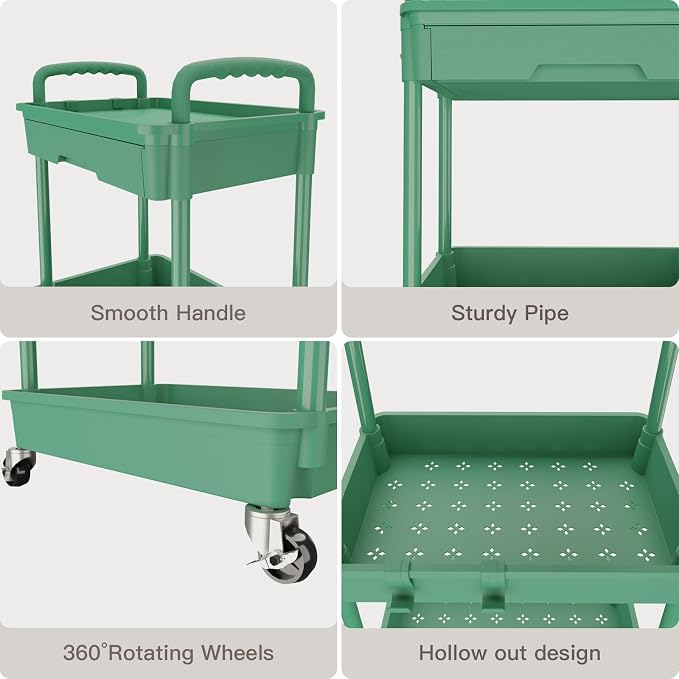 REBECAT 3 Tier Rolling Utility Cart - Image 4
