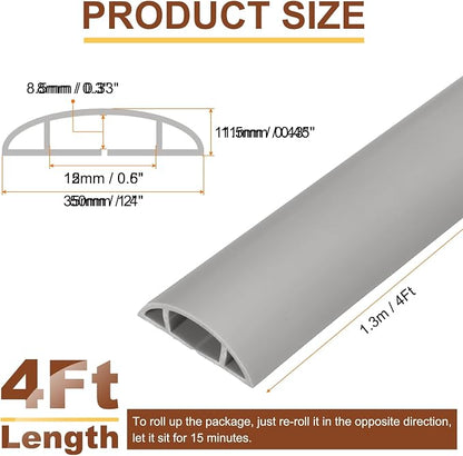 HARFINGTON 4ft Cord Cover Floor W0.6 x H0.33 Inner Channel PVC Hide Extension - Image 2