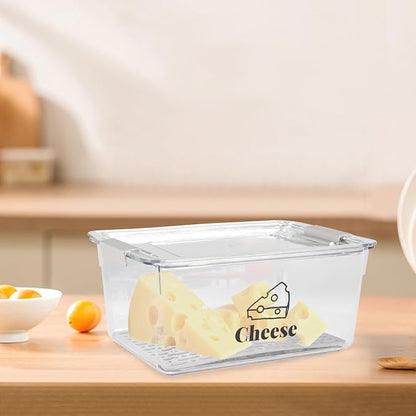 Cheese Container Airtight with Draining Basket Cream Cheese Sliced Cheeses Box - Image 6