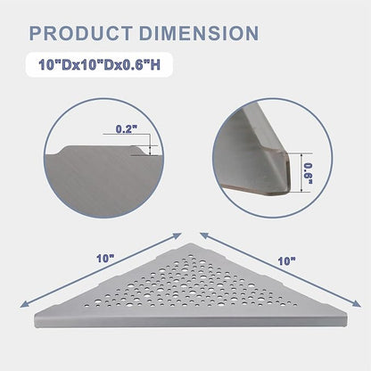 HIDROP Brushed Nickel Corner Shower Shelf 10 Triangular Corner Shelf Stainless - Image 2