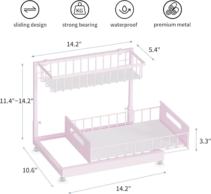 2 Pack Under Sink Organizer Storage 2-Tier Premium Metal Pull-Out Racks - Image 6
