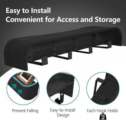 Coat Rack Wall Mount with Hidden Hooks Modern Key Holder Wood Entryway Hook - Image 4