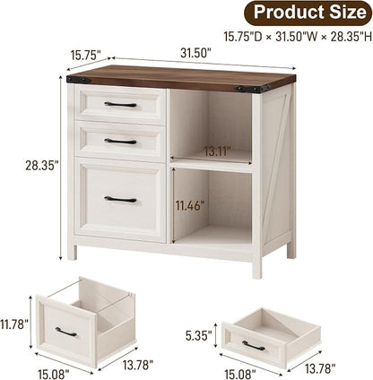 3 Drawers Farmhouse File Cabinet - Image 3
