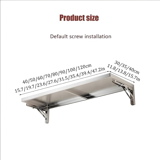 304 stainless steel folding table, wall-mounted folding table, kitchen storage - Image 2